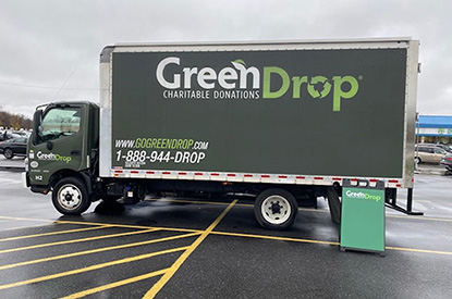 Exterior of GreenDrop donation center truck