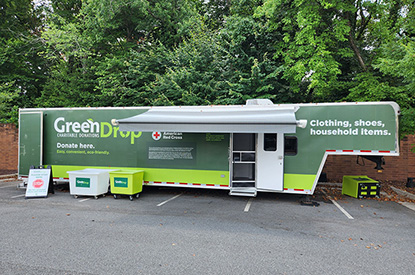 Exterior of GreenDrop donation center trailer