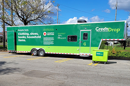 Exterior of GreenDrop donation center trailer