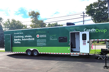 Exterior of GreenDrop donation center trailer