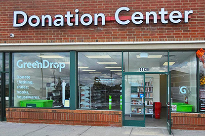 Exterior of GreenDrop donation center trailer