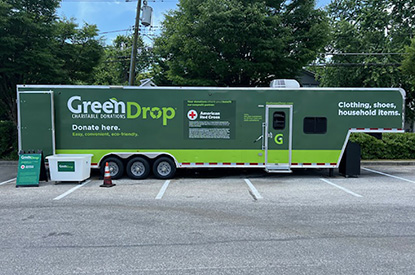 Exterior of GreenDrop donation center trailer