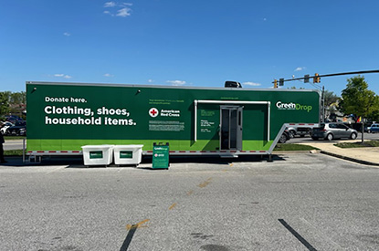 Exterior of GreenDrop donation center trailer