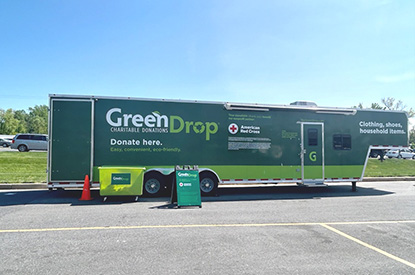 Exterior of GreenDrop donation center trailer