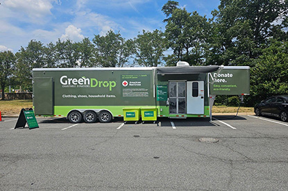 Exterior of GreenDrop donation center trailer