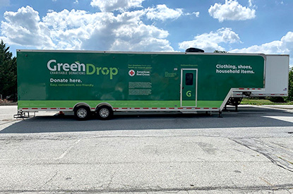 Exterior of GreenDrop donation center trailer