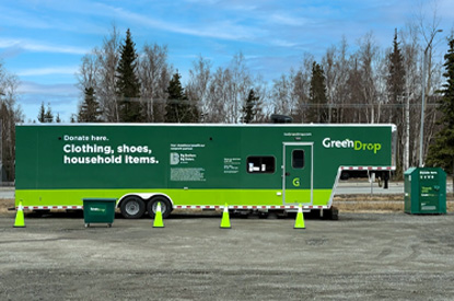Exterior of GreenDrop donation center trailer