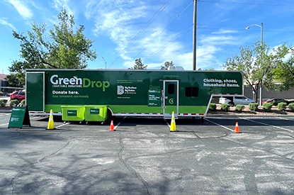 Exterior of GreenDrop donation center trailer