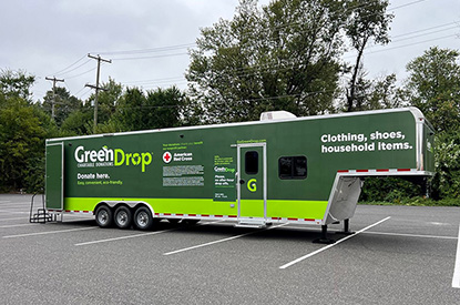 Exterior of GreenDrop donation center trailer