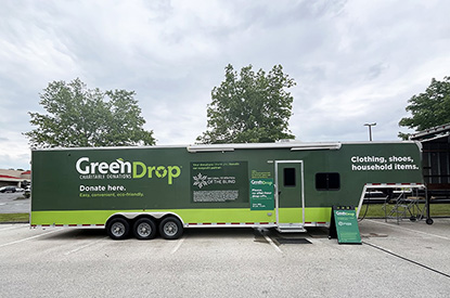 Exterior of GreenDrop donation center trailer