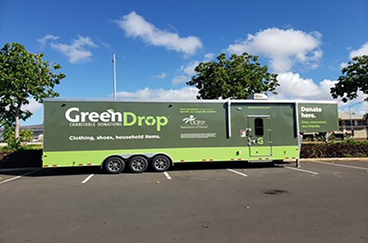 Exterior of GreenDrop donation center trailer