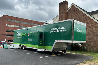 Exterior of GreenDrop donation center trailer