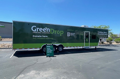 Exterior of GreenDrop donation center trailer