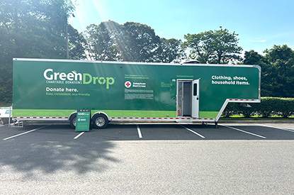 Exterior of GreenDrop donation center trailer