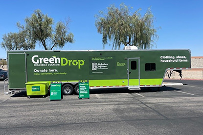 Exterior of GreenDrop donation center trailer