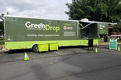 Exterior of GreenDrop donation center trailer