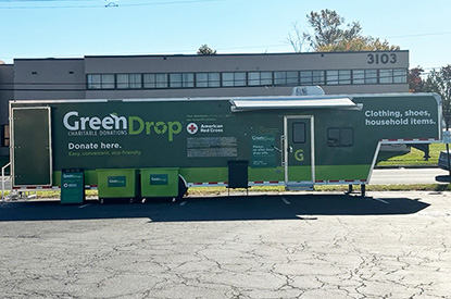 Exterior of GreenDrop donation center trailer