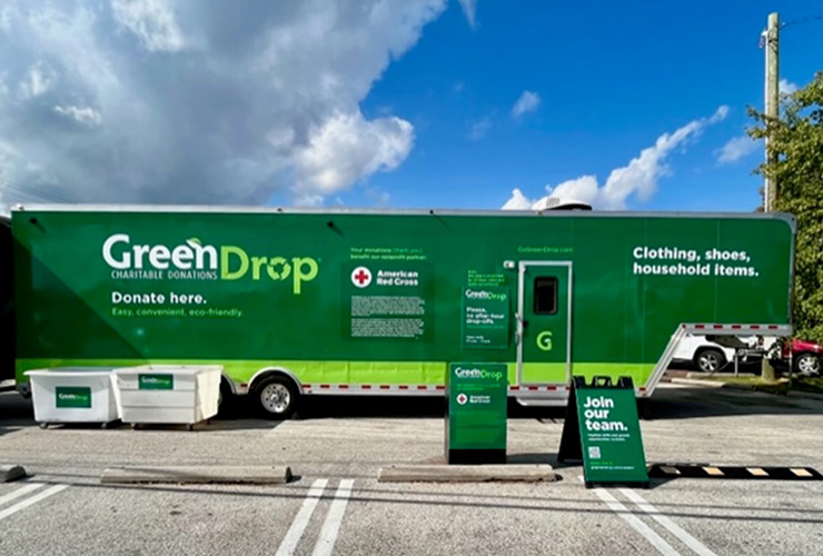 Exterior of GreenDrop donation center trailer