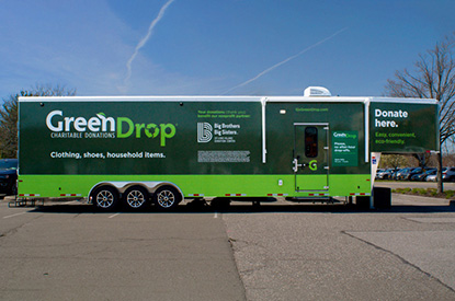 Exterior of GreenDrop donation center trailer