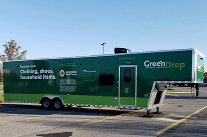 Exterior of GreenDrop donation center trailer