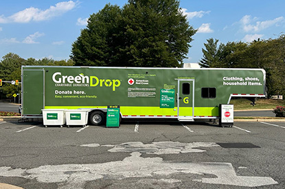 Exterior of GreenDrop donation center trailer