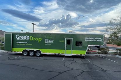 Exterior of GreenDrop donation center trailer