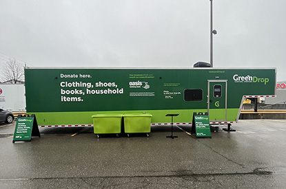 Exterior of GreenDrop donation center trailer