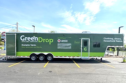 Exterior of GreenDrop donation center trailer