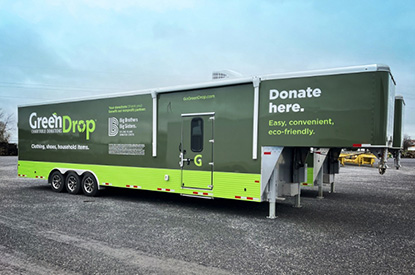 Exterior of GreenDrop donation center trailer