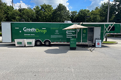 Exterior of GreenDrop donation center trailer