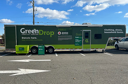 Exterior of GreenDrop donation center trailer