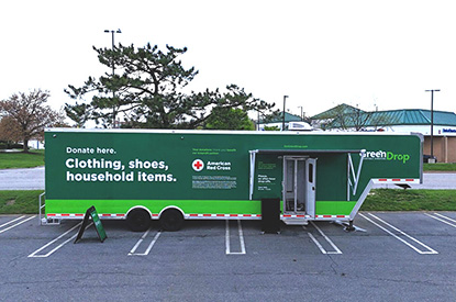 Exterior of GreenDrop donation center trailer