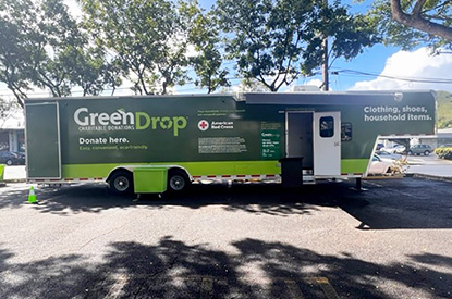 Exterior of GreenDrop donation center trailer