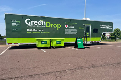 Exterior of GreenDrop donation center trailer