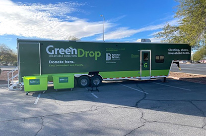 Exterior of GreenDrop donation center trailer