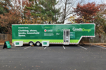 Exterior of GreenDrop donation center trailer