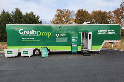 Exterior of GreenDrop donation center trailer