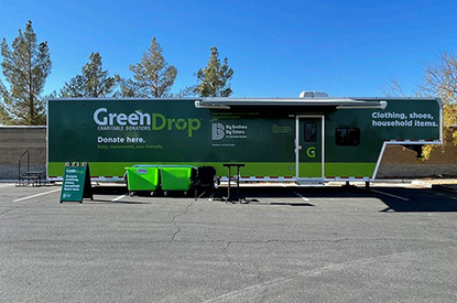 Exterior of GreenDrop donation center trailer