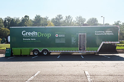 Exterior of GreenDrop donation center trailer