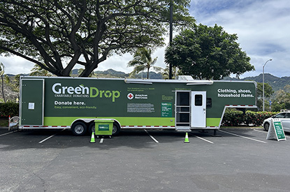 Exterior of GreenDrop donation center trailer