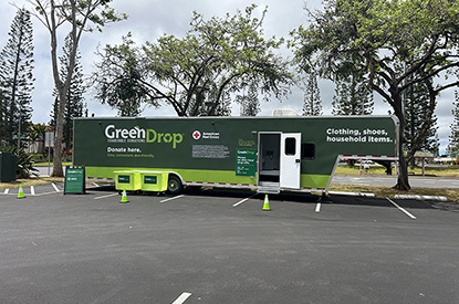 Exterior of GreenDrop donation center trailer