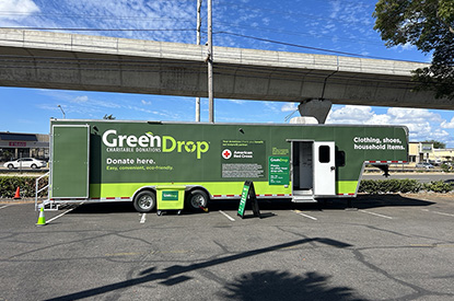 Exterior of GreenDrop donation center trailer