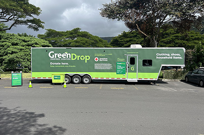 Exterior of GreenDrop donation center trailer