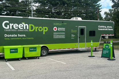 Exterior of GreenDrop donation center trailer